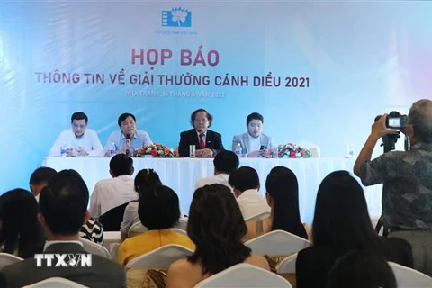 Quang cảnh buổi họp báo giới thiệu Giải thưởng Cánh diều 2021. (Ảnh: Tiên Minh/TTXVN)