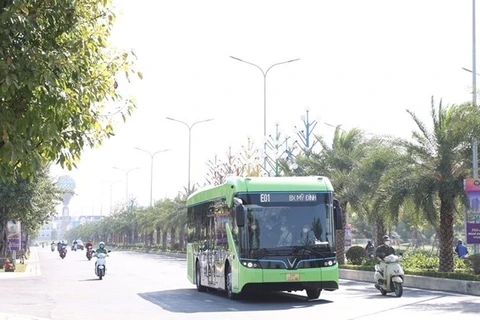Xe buýt điện ở Hà Nội. (Nguồn: Vietnam+)