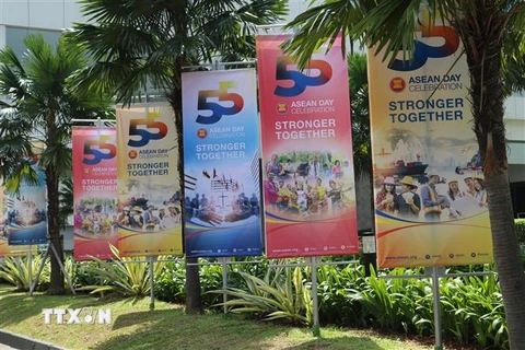 Ápphích kỷ niệm 55 năm Ngày thành lập ASEAN (8/8/1967-8/8/2022). (Ảnh: Hữu Chiến/TTXVN)