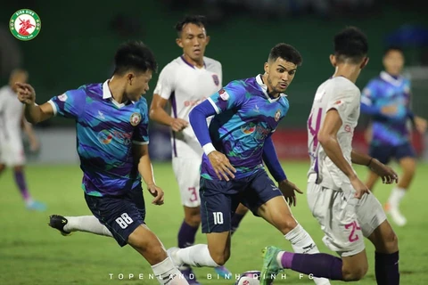 Topenland Bình Định có chiến thắng tưng bừng với 4 bàn thắng trước Becamex Bình Dương. (Nguồn: Topenland Bình Định FC)