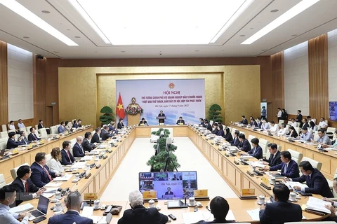 Thủ tướng Phạm Minh Chính chủ trì Hội nghị Thủ tướng Chính phủ với doanh nghiệp đầu tư nước ngoài sáng 17/9. (Ảnh: Dương Giang/TTXVN)
