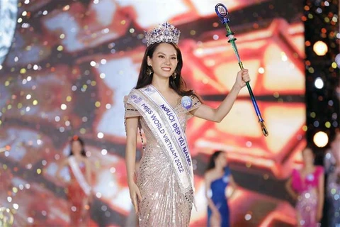 Người đẹp Huỳnh Nguyễn Mai Phương đăng quang ngôi vị Hoa hậu Thế giới Việt Nam 2022 - Miss World Vietnam 2022. (Ảnh: TTXVN phát)