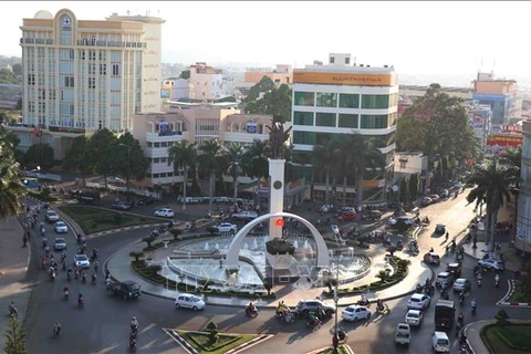 Một góc trung tâm thành phố Buôn Ma Thuột. (Ảnh: Phạm Cường/TTXVN)