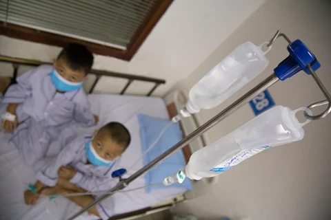 Trẻ mắc bệnh Thalassemia điều trị tại Viện Huyết học-Truyền máu Trung ương. (Ảnh: PV/Vietnam+)