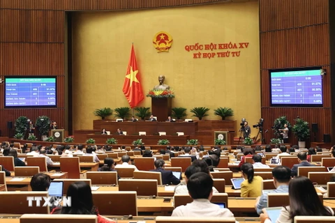 Quốc hội thông qua Nghị quyết về phân bổ ngân sách Trung ương năm 2023. (Ảnh: Doãn Tấn/TTXVN)