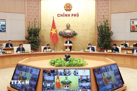 Thủ tướng Phạm Minh Chính chủ trì Phiên họp Chính phủ thường kỳ tháng 1 năm 2023. (Ảnh: Dương Giang/TTXVN)