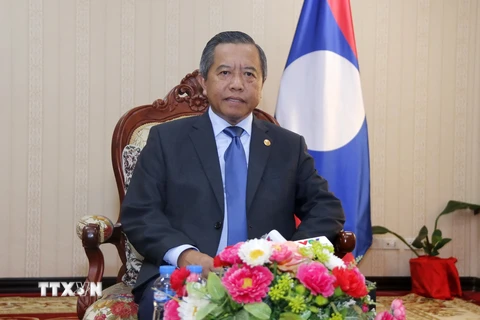 Ông Boviengkham Vongdara, Ủy viên Trung ương Đảng, Bộ trưởng Công nghệ và Truyền thông, Chủ tịch Hội Hữu nghị Lào-Việt Nam. (Ảnh: Phạm Kiên/TTXVN)