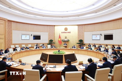 Phiên họp Chính phủ chuyên đề về xây dựng pháp luật tháng 2/2023. (Ảnh: Dương Giang/TTXVN)