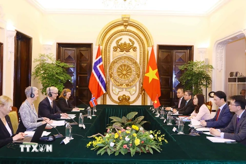 Quang cảnh buổi tham vấn chính trị cấp Thứ trưởng Ngoại giao Việt Nam-Na Uy. (Ảnh: Văn Điệp/TTXVN)