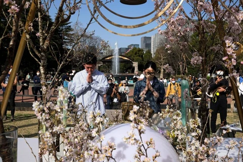 Người dân Nhật Bản tưởng niệm các nạn nhân của thảm họa kép năm 2011. (Nguồn: Abcnews)