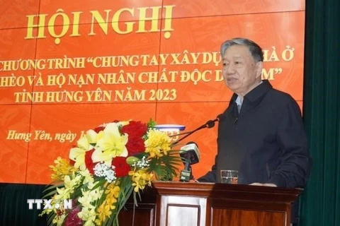 Đại tướng Tô Lâm phát biểu tại hội nghị. (Ảnh: Mai Ngoan/TTXVN)