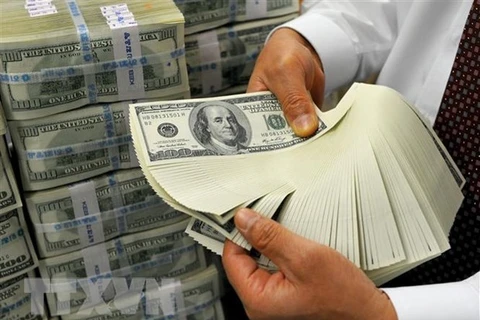 Nhân viên kiểm đồng USD tại ngân hàng. (Ảnh: AFP/TTXVN)