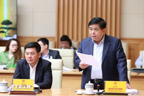 Bộ trưởng Bộ Kế hoạch và Đầu tư Nguyễn Chí Dũng phát biểu. (Ảnh: Dương Giang/TTXVN)