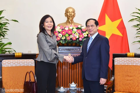 Bộ trưởng Ngoại giao Bùi Thanh Sơn tiếp bà Pauline Tamesis, Điều phối viên thường trú Liên hợp quốc tại Việt Nam. (Nguồn: Báo Quốc tế)