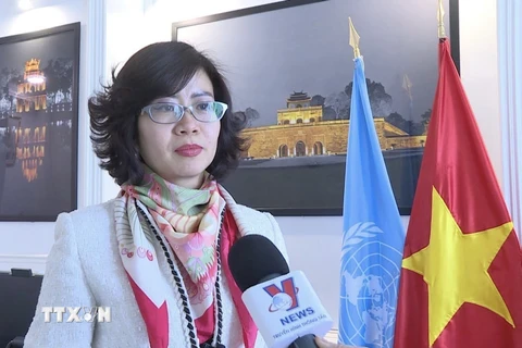Đại sứ Lê Thị Hồng Vân, Trưởng đại diện Phái đoàn Việt Nam bên cạnh Tổ chức Khoa học, Giáo dục và Văn hóa của Liên hợp quốc (UNESCO). (Ảnh: Nguyễn Thu Hà/TTXVN)