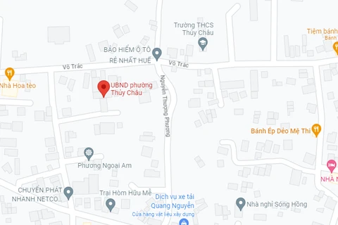 Vị trí Ủy ban Nhân dân phường Thủy Châu. (Nguồn: Google Maps)