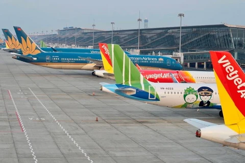 Máy bay của các hãng hàng không tại Sân bay Nội Bài. (Nguồn: Vietnam+)