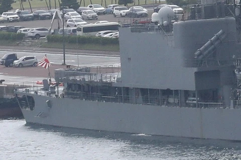 Tàu khu trục JS Hamagiri cập cảng Busan. (Nguồn: Yonhap)