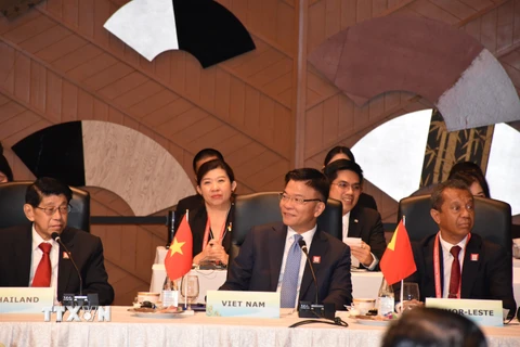 Bộ trưởng Tư pháp Việt Nam Lê Thành Long tại hội nghị. (Ảnh: Nguyễn Tuyến-Đức Thịnh/TTXVN)