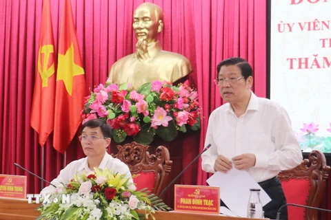 Trưởng Ban Nội chính Trung ương Phan Đình Trạc phát biểu tại buổi làm việc. (Ảnh: TTXVN phát)
