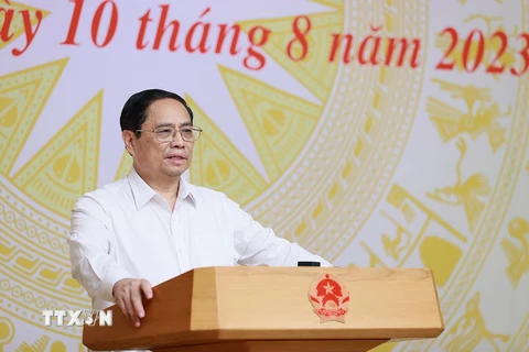 Thủ tướng Phạm Minh Chính chủ trì Phiên họp lần thứ 6 Hội đồng Thi đua-Khen thưởng Trung ương. (Ảnh: Dương Giang/TTXVN)