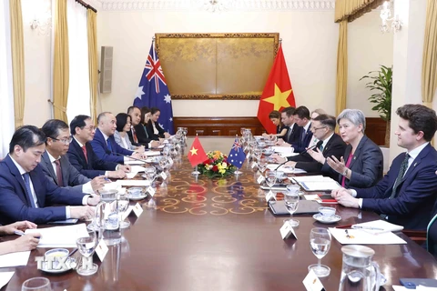 Bộ trưởng Ngoại giao Bùi Thanh Sơn hội đàm với Bộ trưởng Ngoại giao Australia Penny Wong. (Ảnh: An Đăng/TTXVN)