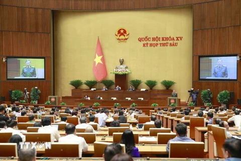 Đại tướng Tô Lâm, Bộ trưởng Bộ Công an phát biểu giải trình, làm rõ một số vấn đề đại biểu Quốc hội nêu. (Ảnh: Doãn Tấn/TTXVN)