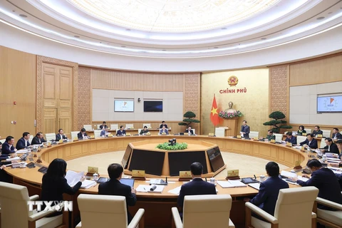 Quang cảnh Phiên họp Chính phủ chuyên đề xây dựng pháp luật tháng 12. (Ảnh: Dương Giang/TTXVN) 