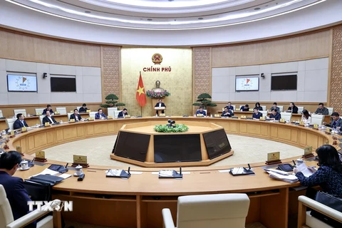 Phiên họp Chính phủ chuyên đề về xây dựng pháp luật tháng 1 năm 2024. (Ảnh: Dương Giang/TTXVN)