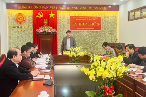 Quang cảnh kỳ họp thứ 19 của Ủy ban Kiểm tra Tỉnh ủy Lâm Đồng. (Nguồn: Báo Lâm Đồng)