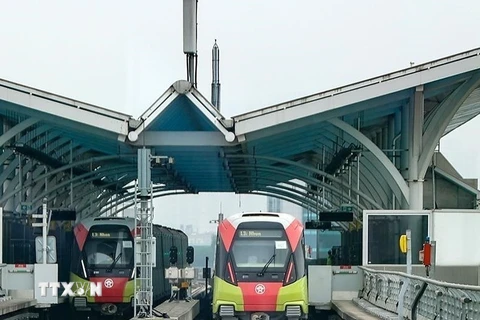Dự án tuyến đường sắt đô thị đoạn Nhổn-ga Hà Nội bắt đầu bước vào giai đoạn vận hành thử từ ngày 11/3 đến cuối tháng 4/2024. (Ảnh: Tuấn Anh/TTXVN)