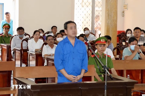 Bị cáo Ngô Phú Cường tại phiên tòa. (Ảnh: Thanh Sang/TTXVN)