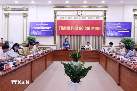 Hội đồng Nhân dân Thành phố Hồ Chí Minh tổ chức Giám sát việc thực hiện công tác đầu tư công giai đoạn 2021-2025 đối với Ủy ban Nhân dân thành phố. (Ảnh: Xuân Khu/TTXVN)