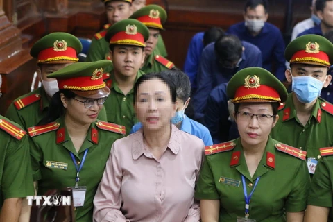 Bị cáo Trương Mỹ Lan tại phiên tòa ngày 3/4. (Ảnh: Thanh Vũ/TTXVN)
