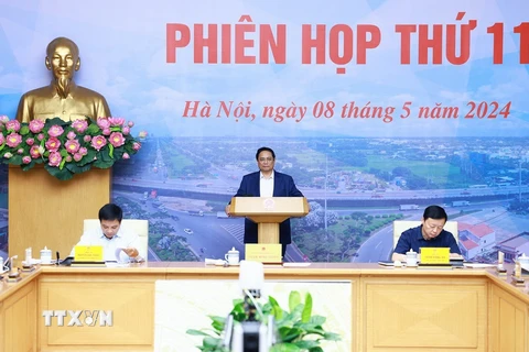 Thủ tướng Phạm Minh Chính, Trưởng Ban Chỉ đạo Nhà nước các công trình, dự án quan trọng quốc gia, trọng điểm ngành giao thông vận tải chủ trì phiên họp. (Ảnh: Dương Giang/TTXVN)