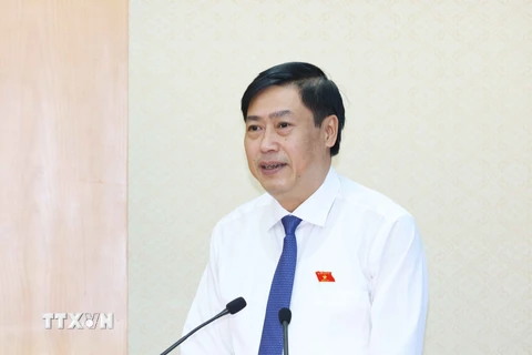 Phó Trưởng Ban Nội chính Trung ương Nguyễn Hữu Đông phát biểu nhận nhiệm vụ. (Ảnh: Phương Hoa/TTXVN)