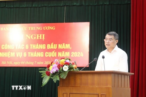 Ông Lê Minh Hưng, Ủy viên Bộ Chính trị, Bí thư Trung ương Đảng, Trưởng Ban Tổ chức Trung ương phát biểu tại Hội nghị. (Ảnh: Phương Hoa/TTXVN)