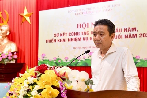 Thứ trưởng Hoàng Đạo Cương phát biểu chỉ đạo Hội nghị. (Nguồn: Cục Thể dục Thể thao)