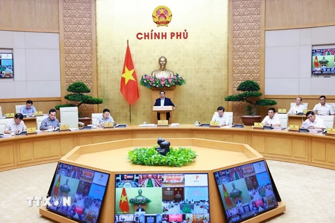 Thủ tướng Phạm Minh Chính chủ trì Phiên họp Chính phủ thường kỳ tháng 6 năm 2024. (Ảnh: Dương Giang/TTXVN)