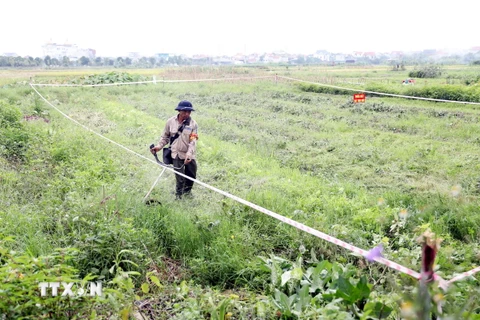 Thực hiện thu hồi đất để triển khai xây dựng điểm dân cư mới. (Ảnh: Mạnh Tú/TTXVN)