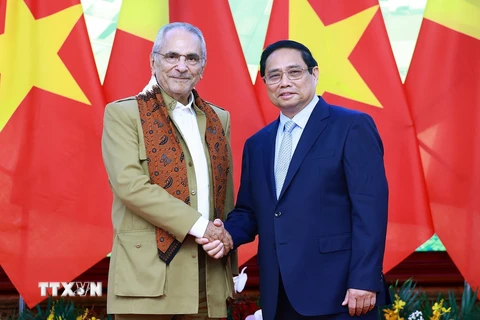 Thủ tướng Phạm Minh Chính với Tổng thống Timor-Leste Jose Ramos-Horta. (Ảnh: Dương Giang/TTXVN)