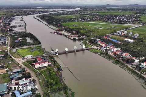 Cống cầu Xe thuộc Hệ thống công trình thủy lợi Bắc Hưng Hải (huyện Tứ Kỳ, tỉnh Hải Dương) là công trình quan trọng trong công tác thoát lũ của toàn hệ thống. (Ảnh: Vũ Sinh/TTXVN)