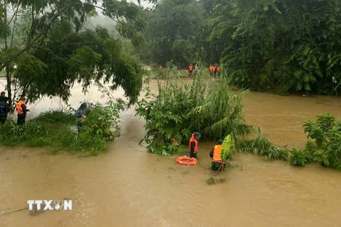 Mưa lũ gây ngập ở Tuyên Quang. (Ảnh: Hoàng Hải/TTXVN)