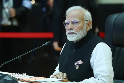 Thủ tướng Ấn Độ Narendra Modi phát biểu tại Hội nghị Cấp cao ASEAN-Ấn Độ lần thứ 21. (Ảnh: Dương Giang/TTXVN)