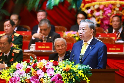 Tổng Bí thư, Chủ tịch nước Tô Lâm phát biểu chỉ đạo Đại hội đại biểu toàn quốc Mặt trận Tổ quốc Việt Nam lần thứ X. (Ảnh: TTXVN)