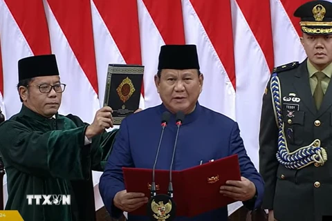 Lễ nhậm chức Tổng thống Indonesia của ông Prabowo. (Ảnh: TTXVN phát)