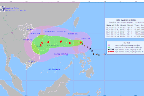 Vị trí và đường đi của bão Trami. (Nguồn: Trung tâm Dự báo Khí tượng Thủy văn Quốc gia)