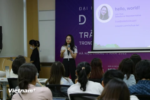 Những nhân tố gen Z không ngại trình bày những ý tưởng mới lạ và đột phá. (Ảnh: Việt Anh/Vietnam+)