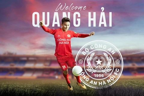 Câu lạc bộ Công an Hà Nội đã chính thức ký hợp đồng với tiền vệ Nguyễn Quang Hải. (Ảnh: Công an Hà Nội FC)