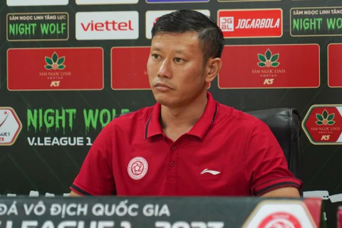 Huấn luyện viên Thạch Bảo Khanh khẳng định Câu lạc bộ Viettel luôn hướng đến mục tiêu Top 3 trước khi nghĩ đến chức vô địch. (Ảnh: Việt Anh/Vietnam+)